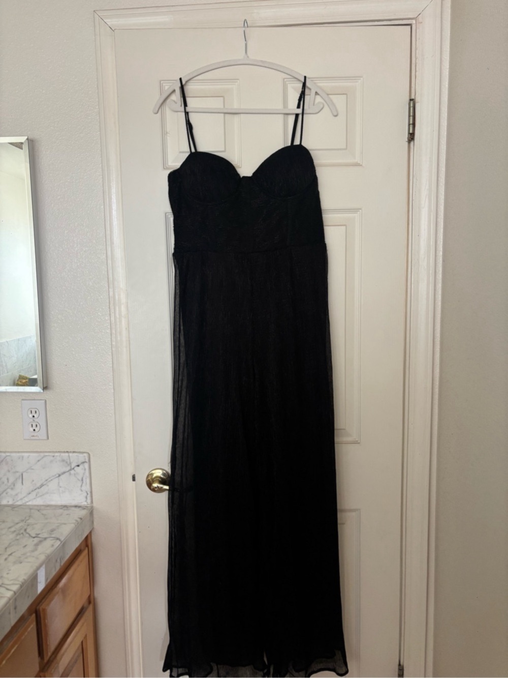 Aqua Black Pleated Jumpsuit (Large, NWT)